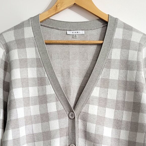 Anthropologie Sioni Womens Button Up Cardigan Size S Checkered Academia Granny - Picture 3 of 11